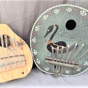 2 Finger HARPS Hand Carved Wood Harp Vintage Harp Hand Painted Wood Finger Harp